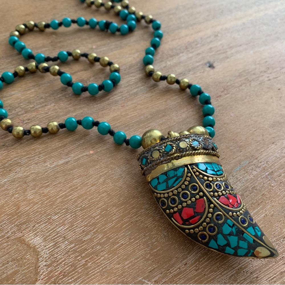 Beaded Horn Necklace